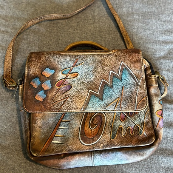 Sova Handbags - SOVA‎ Hand-painted Leather Crossbody Purse Abstract